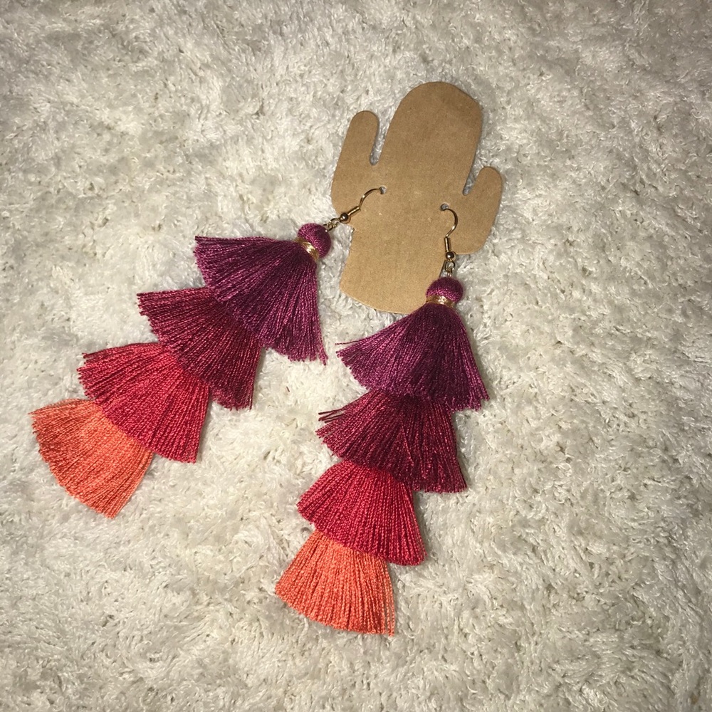 SOLD - Hot Ombré tassel earrings